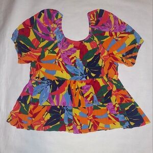 Terra & Sky Peplum Colorful Blouse, 2x